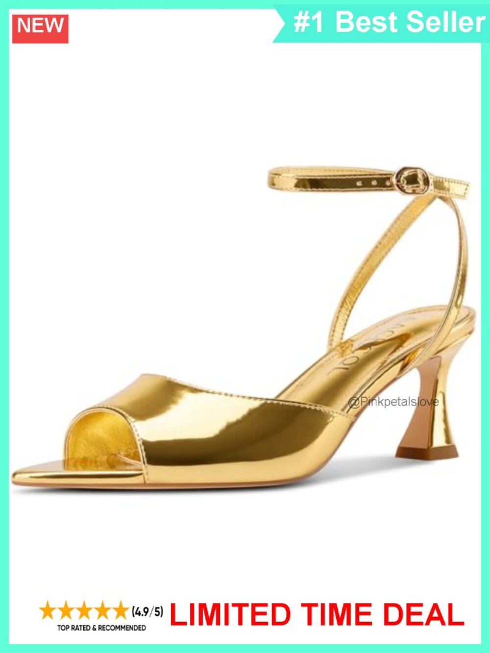Peep Toe Kitten Heel Patent Leather Ankle Strap Slingback Sandals 2.5 In